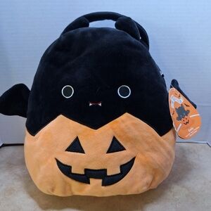 Squishmallows Halloween Treat Pail Plush Emily The Bat 12" Black And Orange 2022